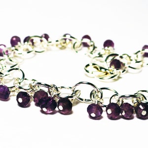 Amethyst bracelet beaded chainmaille purple bracelet chainmaille bracelet February birthstone charm bracelet fringe bracelet image 2