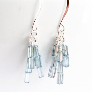 Blue cube earrings glass cube earrings square blue cubes blue stack earrings cube earrings abstract earrings glass tube earrings image 2