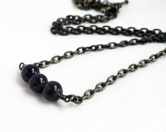 Amethyst necklace - purple necklace - purple bar necklace - amethyst beads - modern necklace - February birthstone - brass necklace