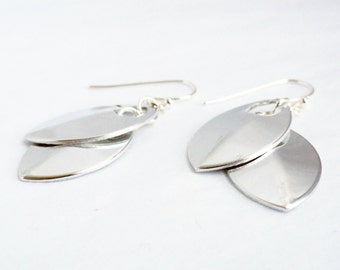 Scale earrings - shiny silver earrings - scale earrings - teardrop earrings - aluminum scale - aluminum earrings - leaf petal earrings