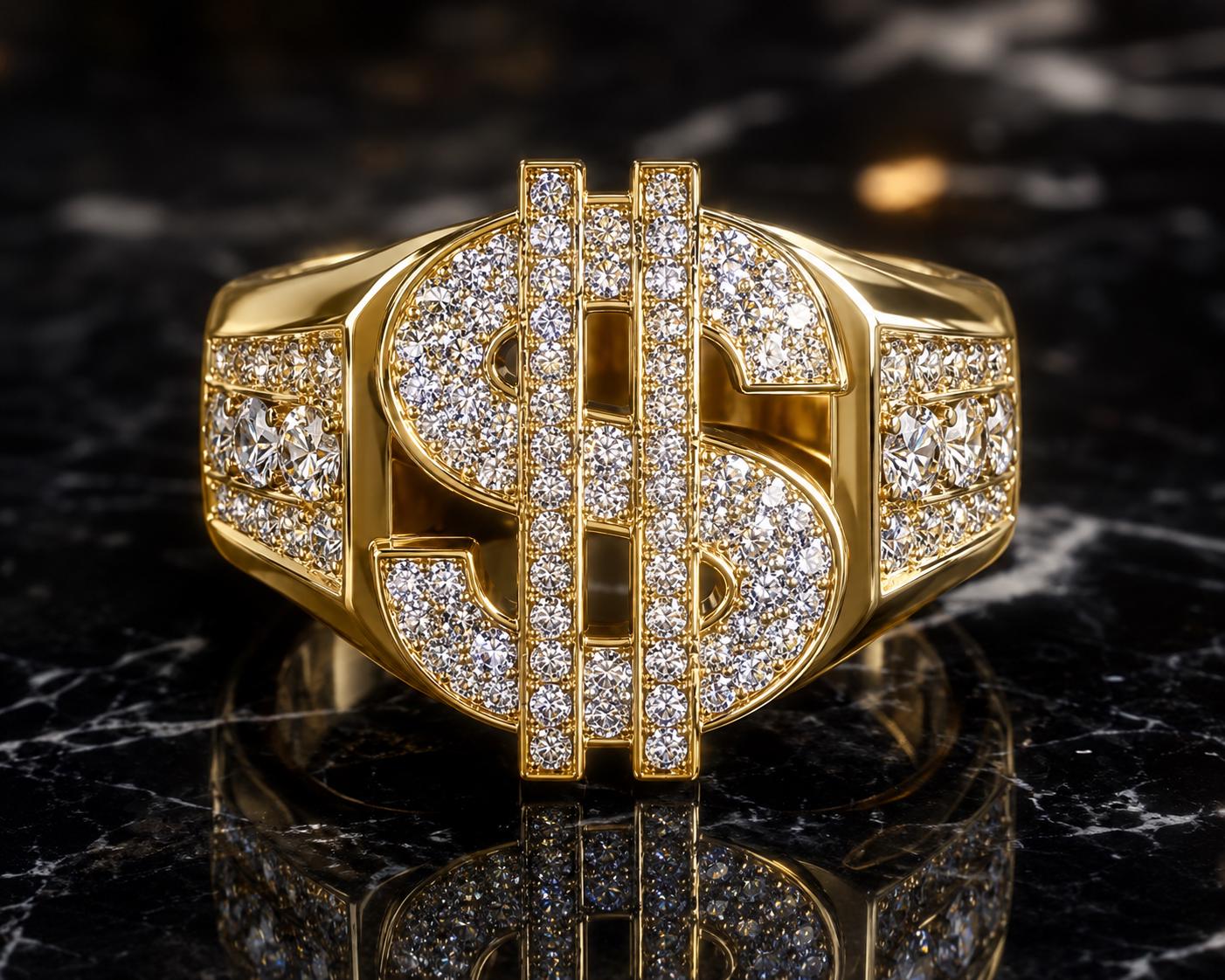 Mens Gold Dollar Sign Ring - Etsy