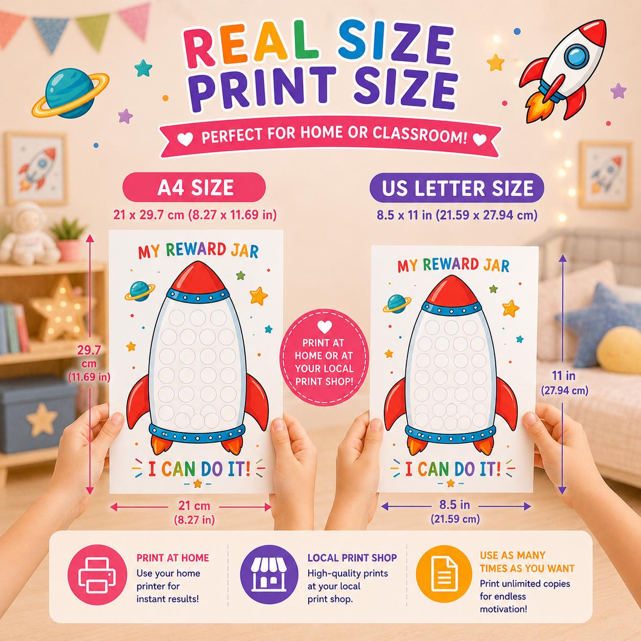 Rewards Stickers Rockets Space Reward Jar for Kids | Printable Behavior Chart | Rocket Token ...