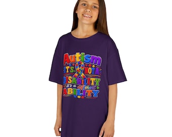 AI-Generated Autism It's Not A Disability It's A Different Ability Kids Tee | Puzzle Ribbon Awareness