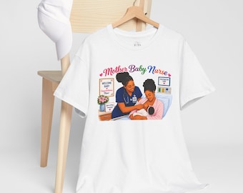 AI-Generated Mother Baby Nurse T-Shirt | Maternity Nursing Care Tee