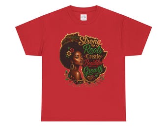 AI-Generated Strong Roots Create Beautiful Growth T-Shirt | Afro Woman Illustration