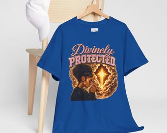 AI-Generated Divinely Protected cross illustration T-Shirt | Christian faith graphic tee