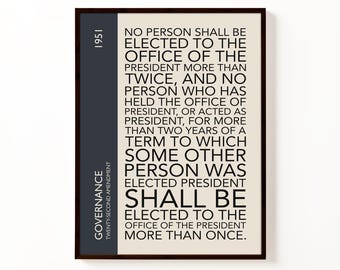 22nd Amendment Poster | Legal Wall Art | Constitution Print | Lawyer Decor