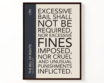 8th Amendment Poster | Legal Wall Art | Constitution Print | Lawyer Decor