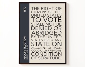 15th Amendment Poster | Legal Wall Art | Constitution Print | Lawyer Decor
