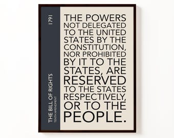 10th Amendment Poster | Legal Wall Art | Constitution Print | Lawyer Decor