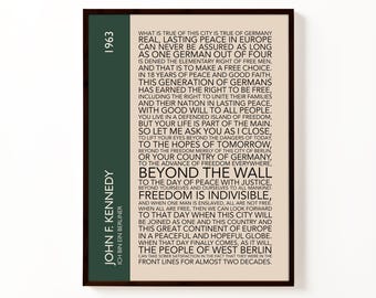 John F Kennedy Ich Bin Ein Berliner Tipografía de discurso / Historia de la Guerra Fría Arte mural