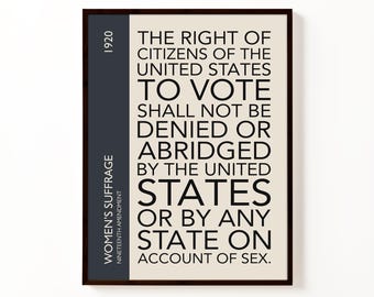19th Amendment Poster | Legal Wall Art | Constitution Print | Lawyer Decor