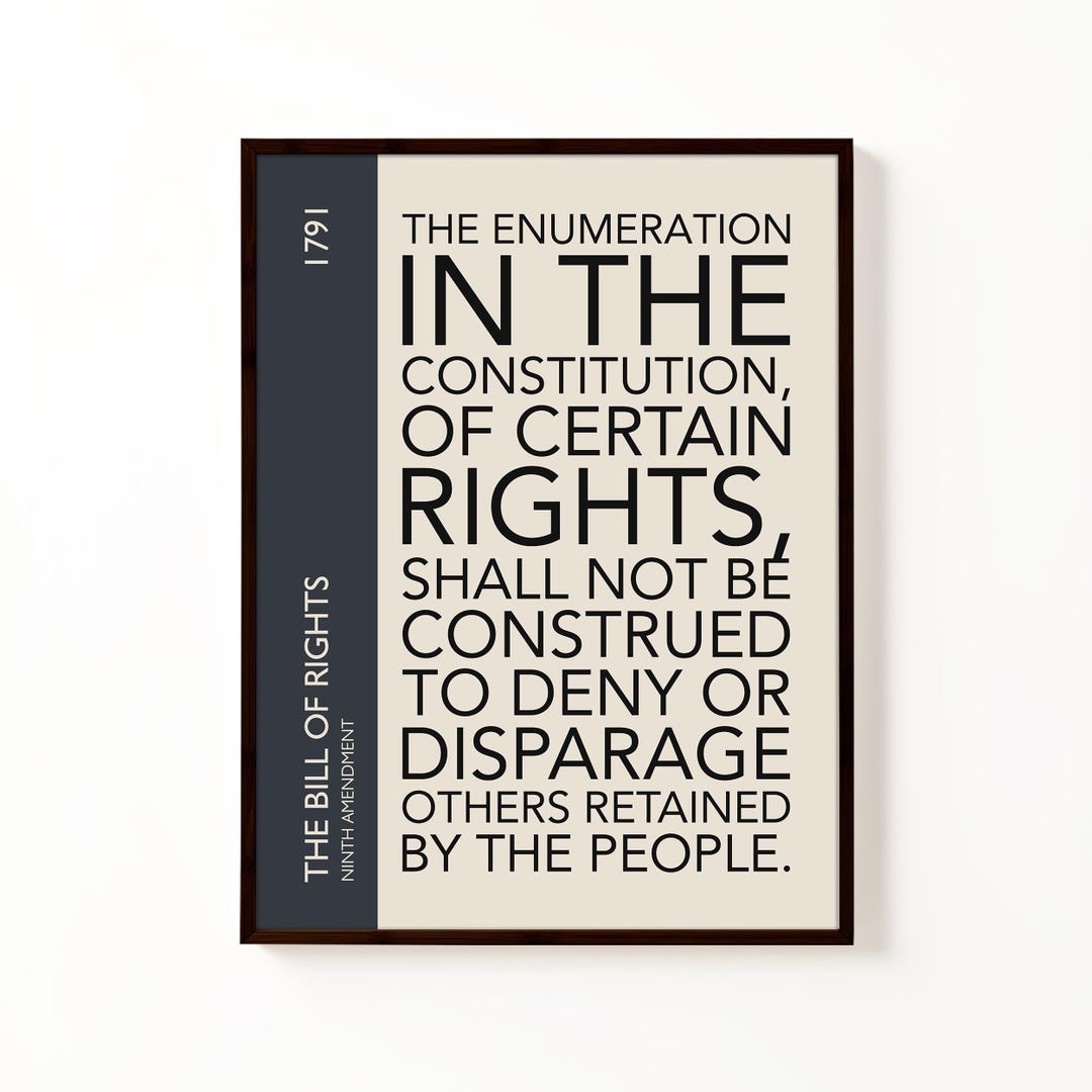 9th Amendment Poster | Legal Wall Art | Constitution Print | Lawyer ...