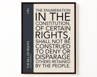 9th Amendment Poster | Legal Wall Art | Constitution Print | Lawyer Decor