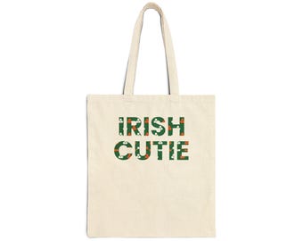 Irish Cutie tote bag | Canvas Tote | St. Patrick's Day shamrock print