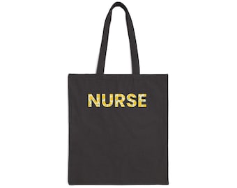 NURSE floral typography Tote Bag | Canvas nurse tote, healthcare accessory