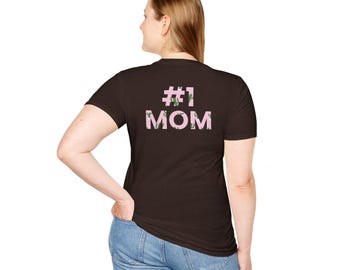 Number 1 Mom Floral T-Shirt | Mothers Day Pink Floral Typography