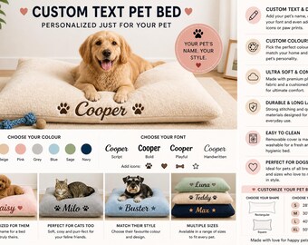 Custom Text Pet Bed | Personalized Plush Dog Cat Pillow, Custom Colour & Design