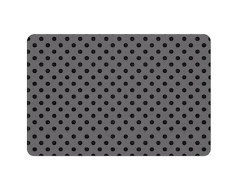Black Polka Dot Pet Food Mat 12x18 | Non-Slip Feeding Tray