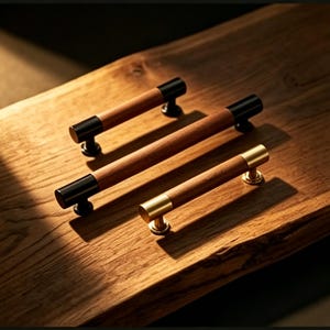Poignées de meuble modernes en bois, poignées de tiroir en T, boutons en alliage de zinc du milieu du siècle, quincaillerie de meubles