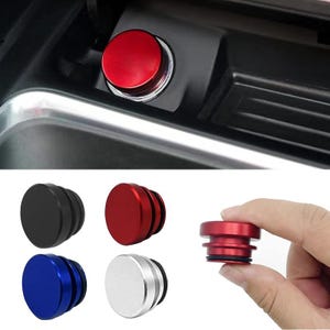 Missile Eject Button Car Lighter Cover, Red Aluminum 12V Socket Cap, Funny Ignition Button Car Interior Accessories