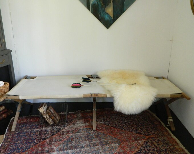 Vintage Fisherman's Cot / Army Cot / Canvas and Wood / Industrial / Home Decor Etsy