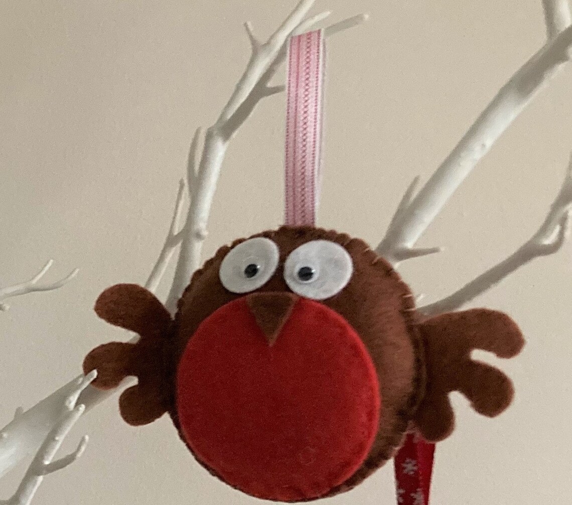 PRE ORDER Handmade Christmas Robin Felt Hanging Decorations Etsy