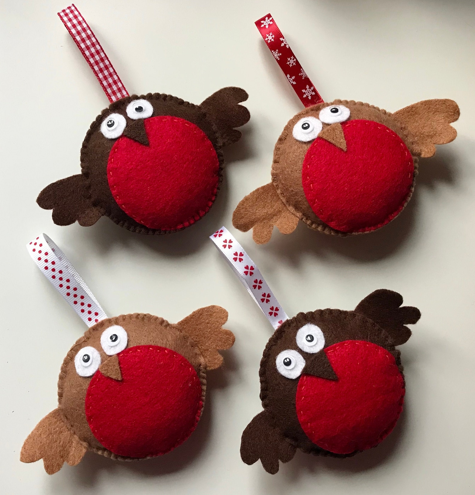 PRE ORDER Handmade Christmas Robin Felt Hanging Decorations Etsy