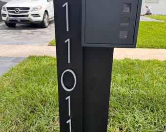 Modern Custom Mailbox with Wood Base - Large