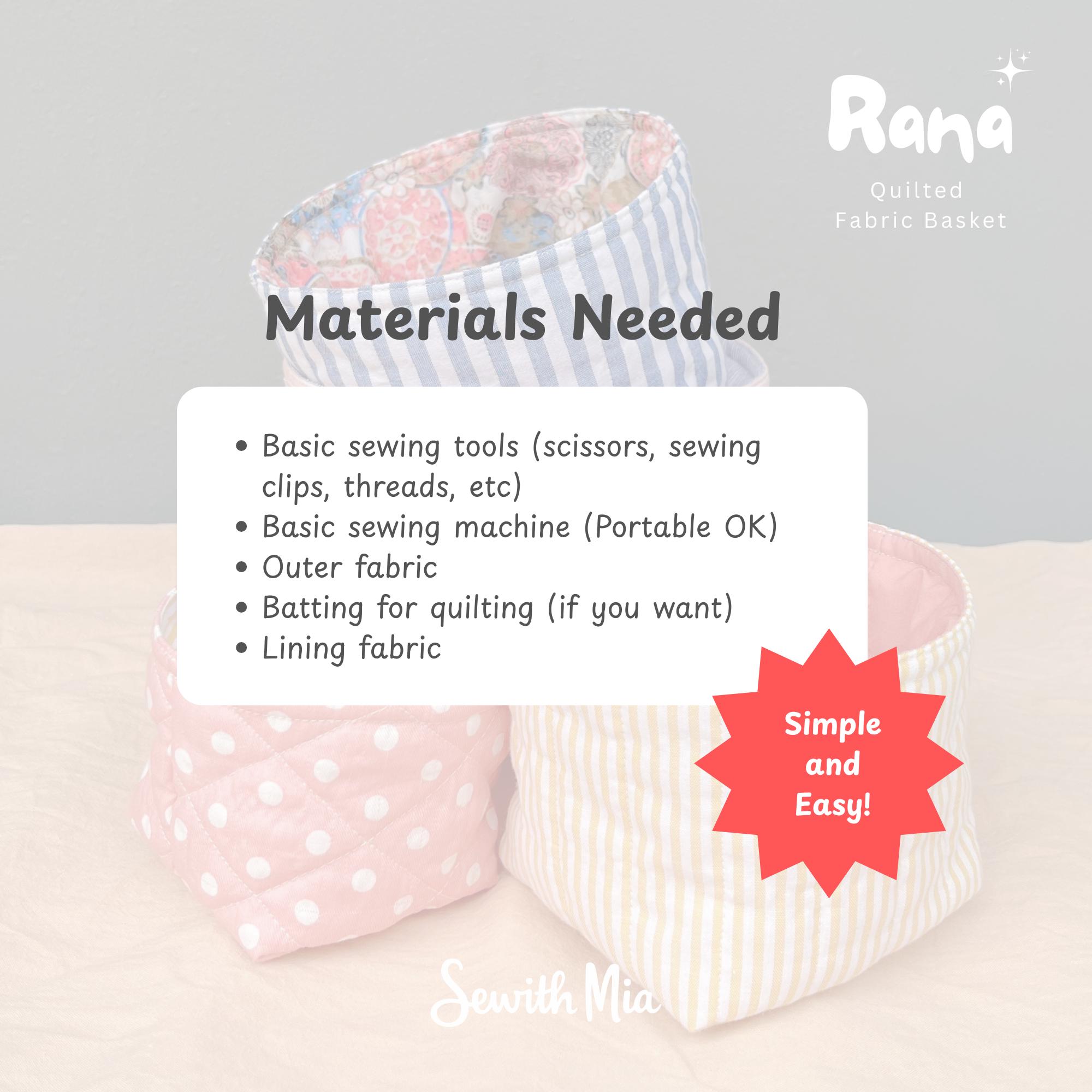 Reversible Fabric Basket Sewing Pattern PDF - Quilted Storage Organizer ...