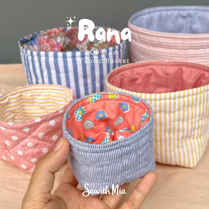 Reversible Fabric Basket Sewing Pattern PDF - Quilted Storage Organizer ...