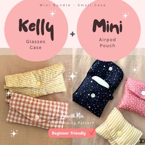 Può includere: Un mini set composto da una custodia per occhiali Kelly e una custodia per Airpod Mini. Le custodie per occhiali presentano motivi a quadretti gialli o arancioni con chiusure a scatto. Le custodie hanno stampe a stelle blu navy o motivi rosa e gialli.