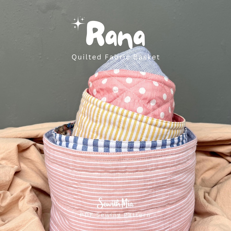 Reversible Fabric Basket Sewing Pattern PDF - Quilted Storage Organizer ...