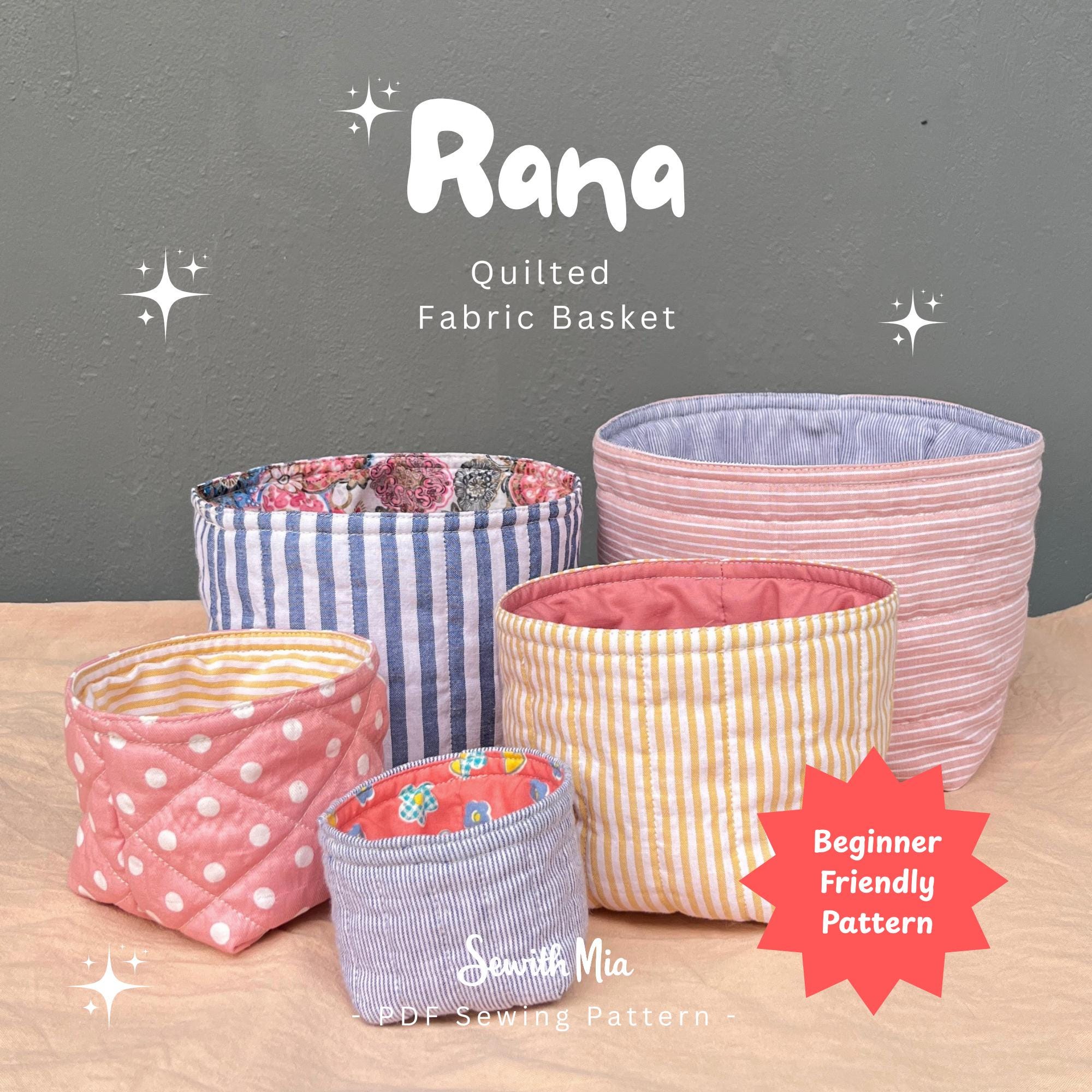 Reversible Fabric Basket Sewing Pattern PDF - Quilted Storage Organizer ...