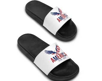 America Eagle flag graphic Slide Sandals | Patriotic pool slides