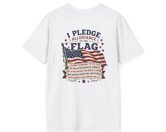 Pledge of Allegiance to Flag -America EST. 1776 T-Shirt | Patriotic Minimalist Chest Logo