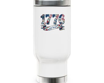 1776 Floral/Flag USA Travel Mug | Stainless Steel 14oz