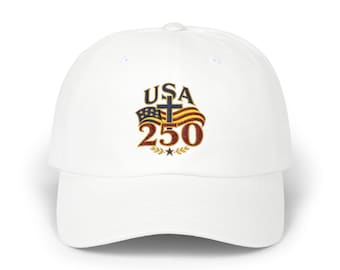 USA 250 flag cross design Cap | Patriotic embroidered dad cap