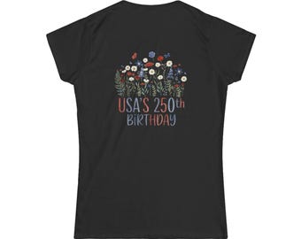 USA's 250th Birthday Wildflower Tee | Patriotic Womens T-shirt