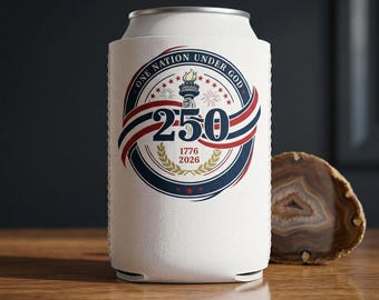 250th Anniversary USA emblem Can Cooler | 1776-2026 patriotic beverage sleeve