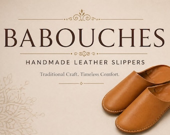 Handgefertigte marokkanische Babouches | Lederpantoffeln | Traditionelle Berberschuhe | Bequeme Hausschuhe | Geschenk für Sie und Ihn