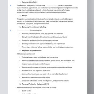 Health & Safety Documentation Bundle for Trades | PPE Policy | Risk Assessment | Toolbox Talk | Incident Report | Editable Templates