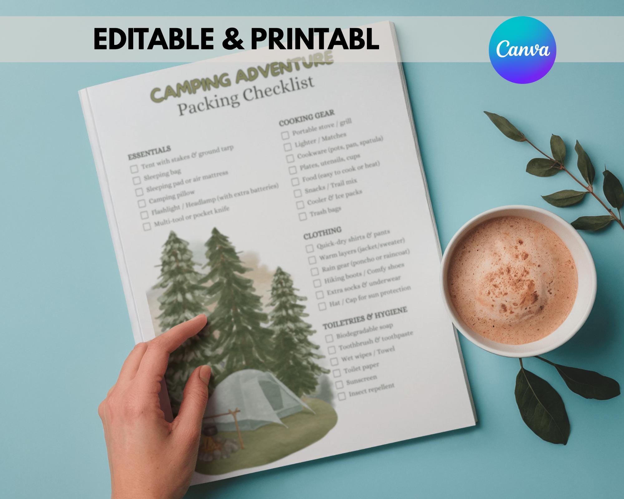 Editable Camping Packing Checklist (printable), Adventure Planner ...