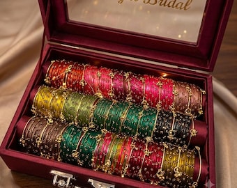 Kashmiri bangles set | 15 colors sets |wedding bangles |Bangle box| Gifting box | Glass bangles | high quality bangles | Ghoongroo set|boxes