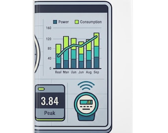 Energy Dashboard notitieboek met harde kaft | Grafieken stroomverbruik, meterstand