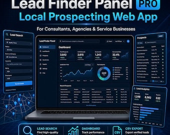 Lead Finder Panel PRO, webapp voor lokale prospectie (digitale download)