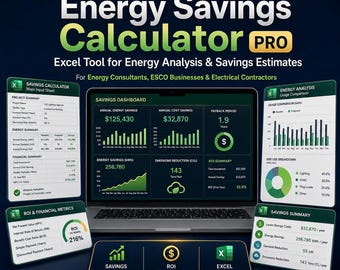 Energiebesparingscalculator PRO Excel-tool (digitale download)