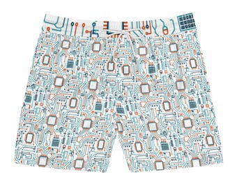 Zwemshort met printplaatpatroon | Technische elektronica-print