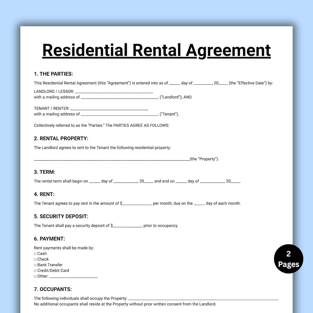 Populated Rent Contract Sample Residential Rental Agreement, Landlord Property Template, Residential ...