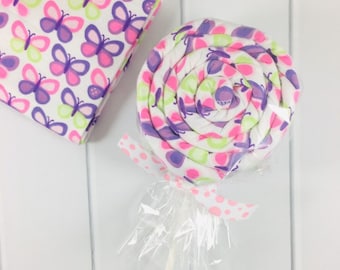 Baby Girl gift Receiving Blanket lollipop -butterfly print baby blanket